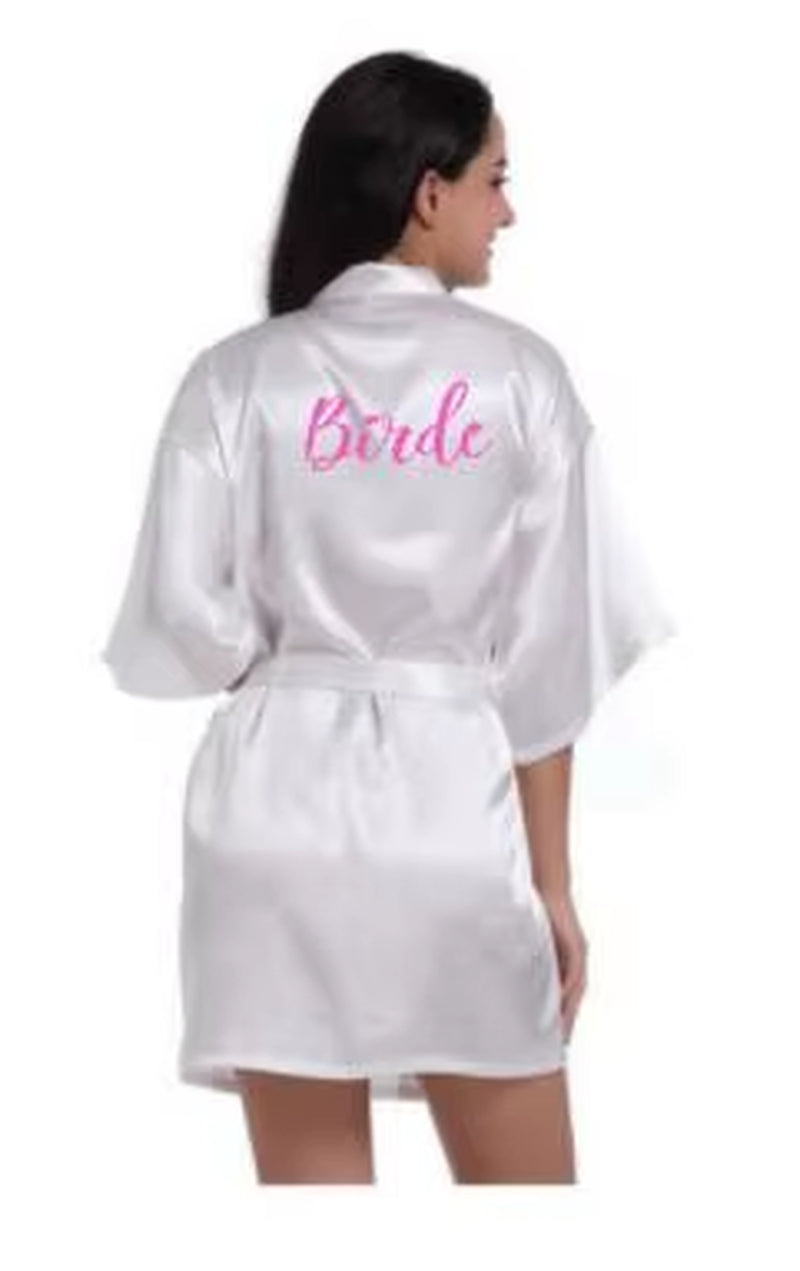 Satin Silk Robes plus Size Wedding Bathrobe Bride Bridesmaid Dress Gown Women Clothing Sleepwear Maid of Honor Rose Gold