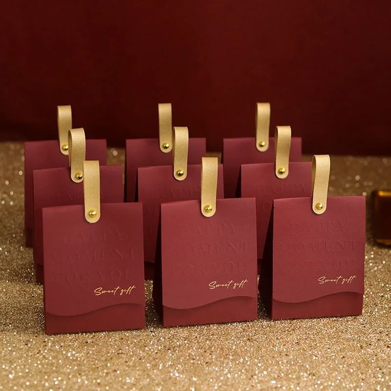 10Pcs Creative Leather Portable Gift Box High-End Portable Wedding Candy Paper Box Party Packaging Supplies Paper Box