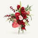 Composition florale rouge de mariage sur fond ivoire