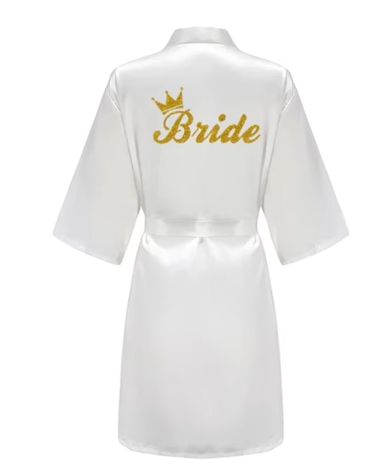 Satin Silk Robes plus Size Wedding Bathrobe Bride Bridesmaid Dress Gown Women Clothing Sleepwear Maid of Honor Rose Gold