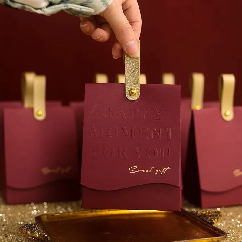 10Pcs Creative Leather Portable Gift Box High-End Portable Wedding Candy Paper Box Party Packaging Supplies Paper Box