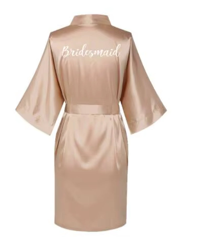 Satin Silk Robes plus Size Wedding Bathrobe Bride Bridesmaid Dress Gown Women Clothing Sleepwear Maid of Honor Rose Gold