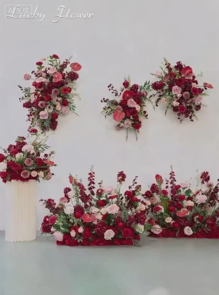 Composition Florale Rouge de Mariage – Décoration Suspendue